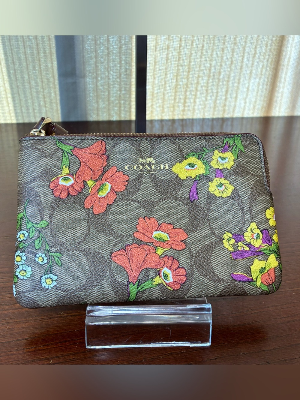 Coach Floral Signature Zip Wristlet